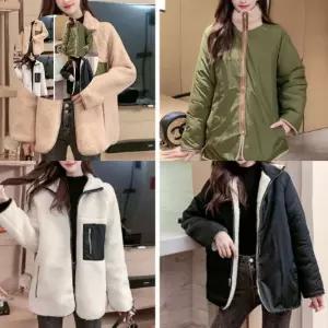 하프자켓 뽀글이 양털 양면점퍼 루즈핏 패션 캐주얼룩