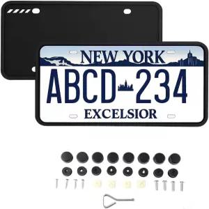 탄졸엑스 2팩 블랙 실리콘 번호판 보호대 나사 태그 방지 내후성 및 핏 차량용 방청 장착 홀더 자동차 미국