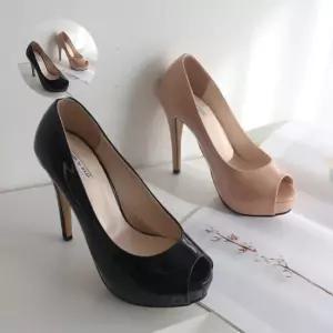 에나멜 토오픈 가보시 얇은굽 하이힐 킬힐 여성 구두Y