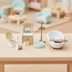 실바니안 패밀리 베이직 욕실세트 화장실 욕조 변기 세면대 샤워기 미니어쳐 소품 장식 꾸미기
