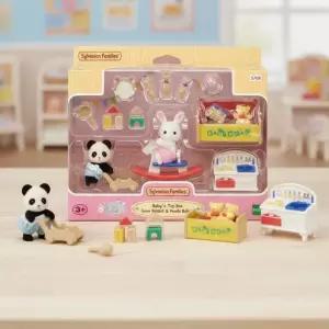 실바니안 패밀리 눈꽃 토끼와 판다의 아기놀이방 세트 아기동물 피규어 장난감 미니어처