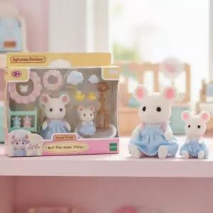실바니안 패밀리 마쉬멜로 마우스의 목욕놀이 세트 엄마인형 아기인형 피규어 욕조 미니어처