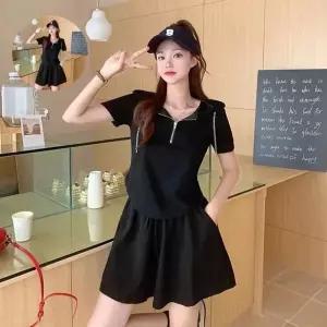 데일리룩세트 H라인 치마 바지 반집업 트레이닝 아노락 세트 1P