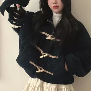 여성 떡볶이 단추 뽀글이 양털 자켓 HH-E70