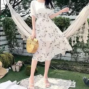 나시원피스 분위기있는 투피스느낌 바캉스룩 플레어 쉬폰원피스