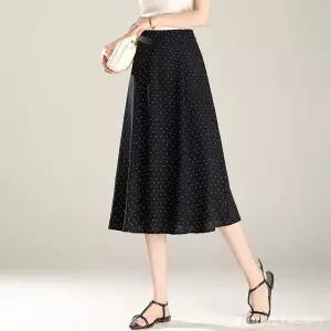 치마 롱 캐주얼 여름 여자스커트 A라인 허리밴딩 플리츠 쉬폰 도트 원템2