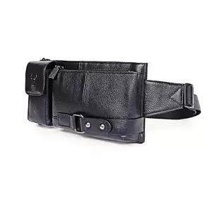 캐주얼 -블랙 심플한 소가죽 디자인 힙색 슬링백 MW58EB11