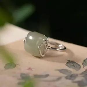 TBZ 반지 옥 레트로 자연주의 오픈 청옥 구름 우아한 시리즈
