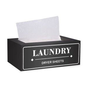 건조기 시트 홀더 디스펜서 용기, 공간 절약형 세탁실 정리 및 보관, 세탁실 장식용 농가 세탁 건조기 시트 홀더, 섬유 유연제 디스펜서 용기, 블랙