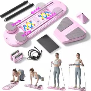 맥슨 필라테스 보드 접이식 리포머 트레이닝 세트 자동 리바운드 Ab 롤러가 장착된 6-in-1 다용도 키트 홈