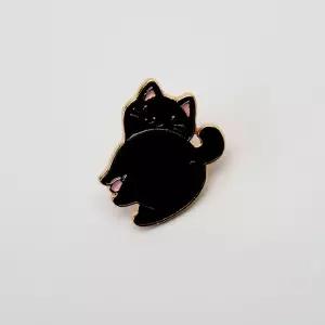 [HA7] 귀여운 미니 고양이 뱃지 블랙 가방장식 브로치