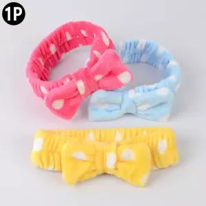 [HS9] 땡땡이 리본 헤어밴드 샤워 두건 캡 머리 띠 끈 망 여