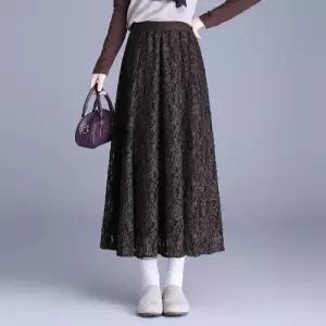 마르소 치마 가을 플리츠 레이스 여성쉬폰스커트 A라인 펀칭 슬림핏 하이웨스트 UNO3
