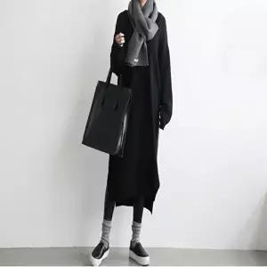 니트원피스 원피스 브이넥 여자 모던룩 니트 루즈핏 옆트임