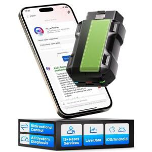 OBD2 스캐너 Bluetooth TOPDON TopScan Pro, 모든 시스템을 갖춘 양방향 스캔 도구, iOS 및 Android용 13개 이상의 서비스, FCA AutoAuth, CAN-FD, AI 어시스턴트, 자동차 코드 리더기에서 업그레이드(녹색)