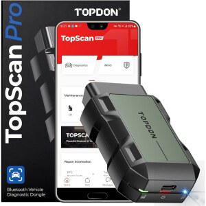 TOPDON TopScan Pro, iOS 및 Android용 무선 OBD2 스캐너 블루투스, 자동차용 진단 스캔 도구 올 시스템, 양방향 스캐너, 13개 이상의 핫 리셋 서비스를 제공하는 코드 리더, FCA AutoAuth