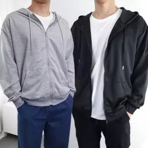 후드티 남자 여자 봄 가을 간절기 얇은 데일리 무지 후드 집업 회색 블랙