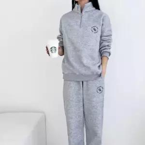 기모 트레이닝 겨울 상하 여성 반집업 추리닝 세트