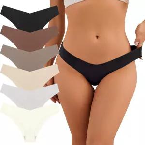 시먼스 노쇼 속옷 여성 소프트 심리스 비키니 팬티 보이지 않는 통기성 브이컷 치키 6팩