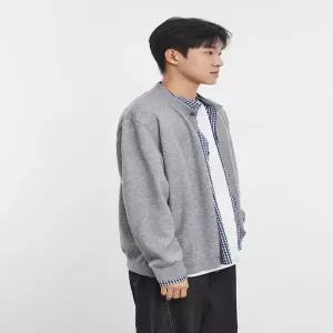 니트 가을 바람막이 재킷 체크 카디건 남자하프코트 ible3