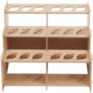 HG 아트 컨셉 메조 아티스트 페인트 및 브러시 랙 - 우드 그레인 라미네이트 다층 책상 스탠드 전문 보관