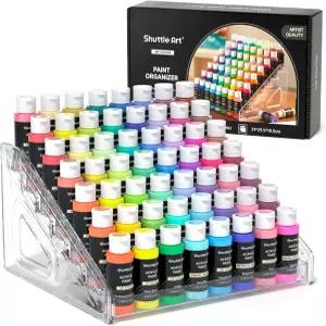 셔틀 아트 아크릴 페인트 정리함 7겹 투명 보관 랙 유화 물감 매니큐어 및 공예 용품 스냅온