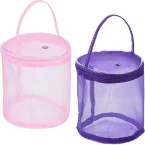 파티킬 실 보관 가방 2팩 휴대용 크로셰 뜨개질 케이스 스킨 볼 홀더 메쉬 정리함 재봉 공예 프로젝트용