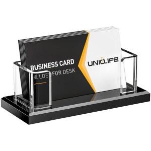 유니라이프 아크릴 명함 홀더 데스크 1 슬롯 클리어 가로 명함 스탠드 남녀 데스크톱 이름 카드 디스플레이 스탠드 오피스 홈 전시용 스탠드 카드 정리함, 60장의 카드 용량