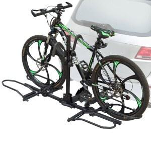 2인용 플랫폼 자전거 랙 히치 마운트 - 접이식 전기 자전거 랙 장착, 최대 200파운드의 두꺼운 타이어 장착 - SUV, 트럭, RV, 견인 트레일러용 전기 자전거 캐리어, 2인치 리시버 장착