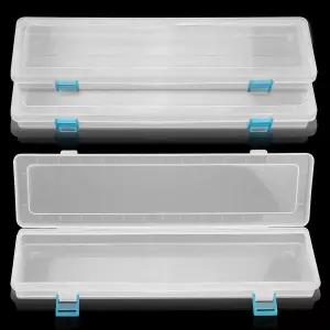 파이어붐 3팩 반투명 플라스틱 페인트 브러시 홀더 긴 수채화 펜 연필 드로잉 도구 보관 상자 용기 케이스