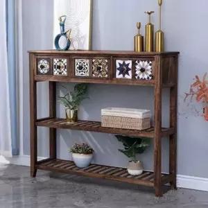 원목 콘솔 서랍장 거실 가구 복도 복고풍 빈티지 반달