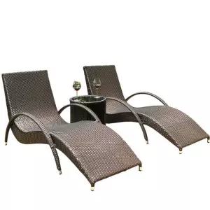 야외 웨이브 라탄 벤치 카페 썬텐 태닝의자 베드