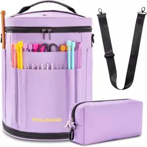 페이롱 원사 가방 정리함 확장 가능한 크로셰 보관 대형 뜨개질 휴대용 토트백 케이스가 있는 애호가를