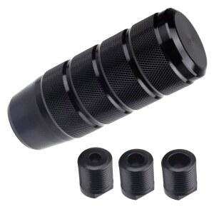 에코스트엠 카 시프터 노브, 알루미늄 기어 변속 스타일 노브, 자동차 액세서리 3.74인치 블랙 시프트 노브, 3개의 나사형 어댑터 M8 M10 M12 x 1.25 장착 범용 수동 변속기, 자동차, 트럭