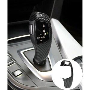 SUJADE YAKEFLY 탄소 섬유 자동차 기어 변속 노브 커버, 자동차 스티커 데칼 기어 변속 노브 커버, F20 F30 F31 F34 F5 X5 F16 X3 F25 X4 F26 F1 액세서리용 탄소 섬유 패턴