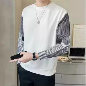 캐주얼 남자 셔츠 멋쟁이 체크 상의 봄가을 남방 라운드 프린트셔츠 맨투맨 스트라이프 소매 admr3