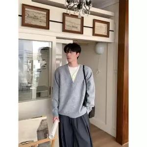 아고스또 니트 가을 이너 페이크 투피스 남자브이넥니트 브이넥 풀오버 코트 UNO3