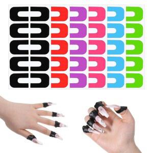 코비 120개 손가락용 매니큐어 프로텍터, 컬러 믹스 라텍스 매니큐어 배리어 필 오프 스킨 네일 테이프, 네일용 매니큐어 액세서리 스탬프 네일 아트 스티커(컬러 믹스)