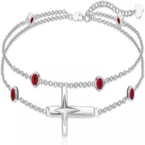 도룬모 크로스 탄생석 팔찌 여성용 발찌 925 스털링 실버 생일 주얼리 아내 여자친구 엄마 그녀