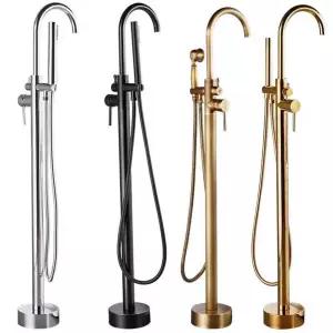 바닥형 욕실 냉온수 펜션 수전 샤워기 황동 골드