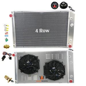 1973-1991 쉐보레 C 시리즈 C10 C20 K10 트럭 픽업 GMC C25 C35 C2500 C3500 라디에이터용 ALYWORKS 4열 코어 알루미늄 라디에이터 팬 슈라우드 릴레이(19인치 코어, 여러 V8 모델, 12인치 팬 2개)