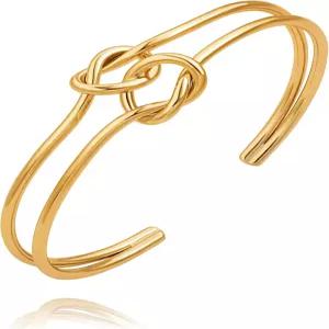 포테사 18K 골드 도금 커프 팔찌 조절 가능한 앙티 뱅글 핸드메이드 여성용 주얼리
