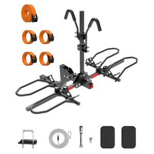 견인 히치용 폴린 전기 자전거 랙, E 바이크, 뚱뚱한 타이어 및 스탠다드용 헤비 듀티 2 바이크 접이식 자전거 자동차 SUV 랙, 2인치 히치 리시버, 200파운드