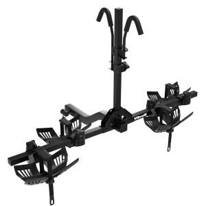 비브렐리 히치 자전거 랙 - 2개의 전기 자전거 랙 - 뚱뚱한 타이어, 산악 자전거, 전기 자전거, 도로에 적합 - 자전거당 65파운드 - 특허받은 미끄럼 방지 - 자동차 및 SUV - 틸팅 접이식 플랫폼 카 랙, 2인치 리시