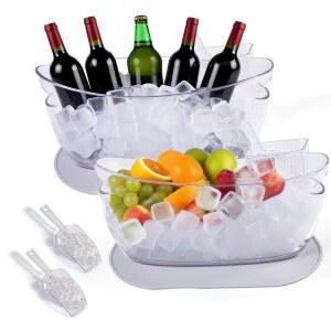 SRRUI 아이스 버킷 결로 방지 실리콘 패드와 아이스 스쿱 세트가 포함된 업그레이드 음료 욕조 5.5L 아이스 욕조 파티 쿨러 미모사 바 용품