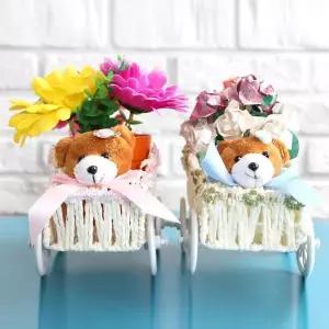 [RIZPICK]AB102 곰돌이 마차 인테리어 소품 수납 바구니 인테리