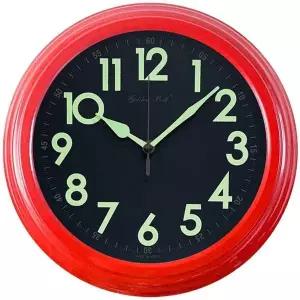 [RIZPICK]GPM5250 야광 볼록유리 메탈 무소음 벽시계 25cm 레드