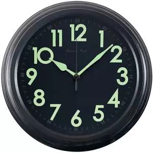 [RIZPICK]GPM5249 야광 볼록유리 메탈 무소음 벽시계 25cm 블랙