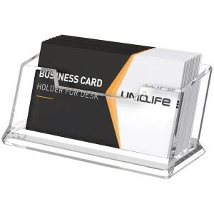 유니라이프 아크릴 명함 홀더 데스크 1 슬롯 클리어 명함 디스플레이 스탠드 남녀 데스크톱 명함 정리함 카드 스탠드 오피스 홈 전시, 60장의 카드 용량