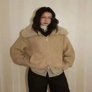 니트 울 여자모피코트 원어민 타월 칼라 도톰 코트 ible1